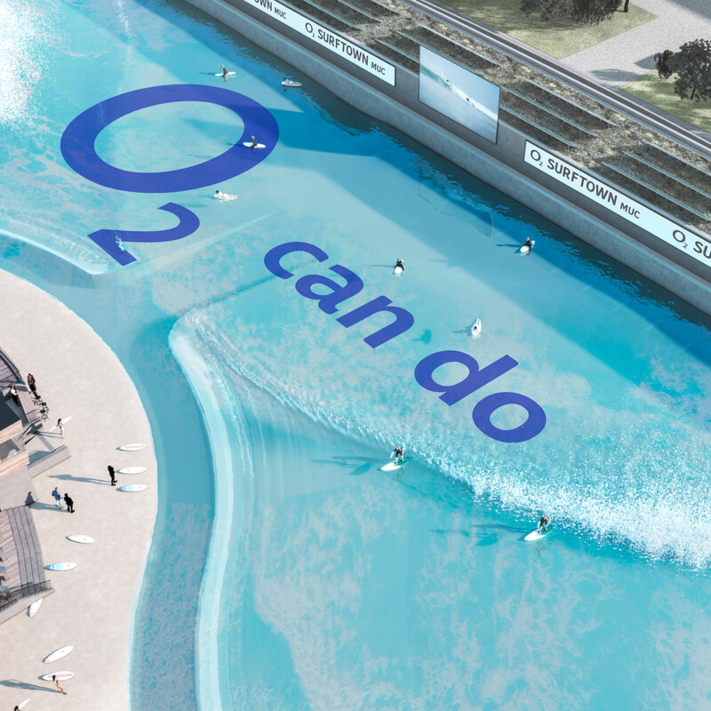 Visualisierung des Wave Pools von o2 SURFTOWN MUC von oben